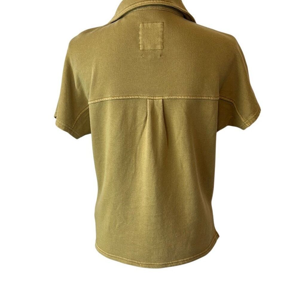 C & C California Pea Green Sunwashed Button Short Sleeve Knit Shirt S - Picture 3 of 8